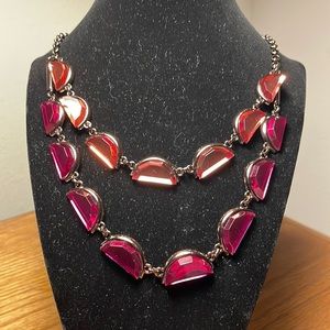 8.5 inches long tangerine and fucsia gem good quality necklace.